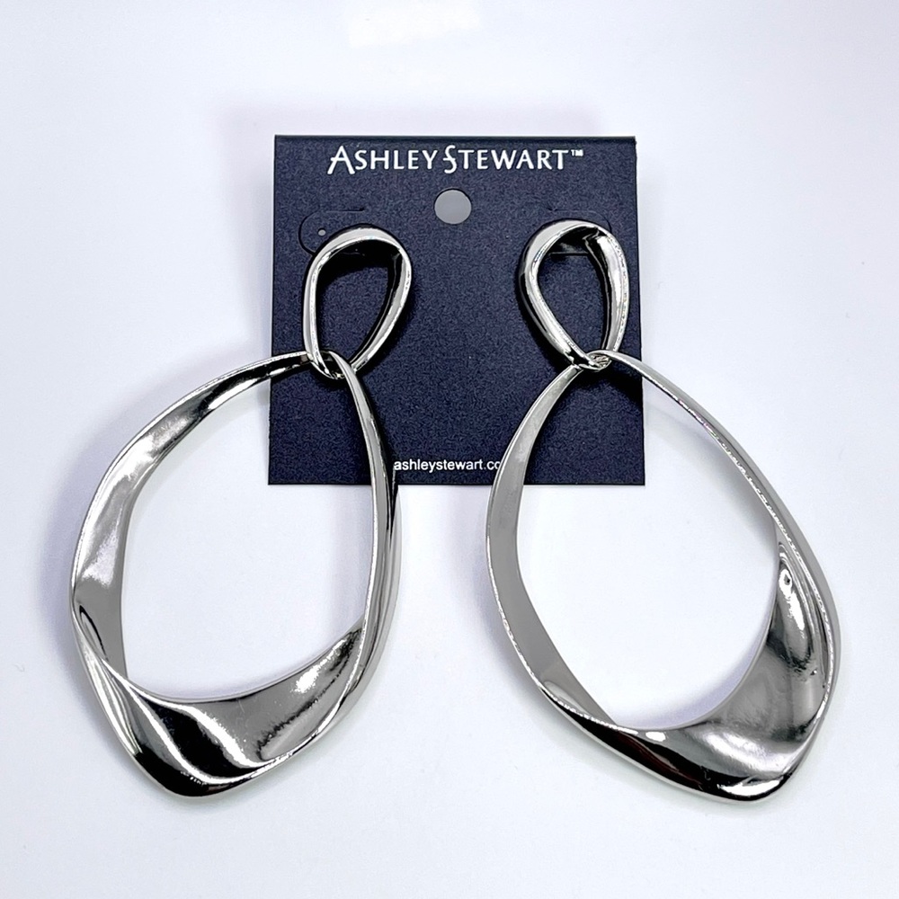 Ashley Stewart Silver Toned Statement Earrings